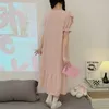 Mulheres sleepwear camisola cor nightdress verão noite curta robe manga longa pescoço bonito fada renda sleepshirts sexy sólido feminino doce