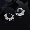 Brincos de garanhão 925 prata esterlina pérola zircônia cúbica estrela lua brinco elegante designer mulheres casamento jóias283z