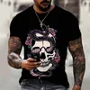 Męskie koszule spersonalizowane drukowanie wzór czaszki 3D okrągła szyja T-shirt swobodny sposób oddychający street street modny trend luźna koszula