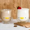 Water Bottles 250ml Creative Double Water Glass Cup Animal Doublelayer Glass Mug Kid Cute Beer Milk Coffee Juice Cup Gift Drinkware Kitchen 230428