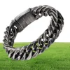 TrustyLan Bracciale in acciaio inossidabile nero vintage da uomo Moda rombo Catena spessa Bracciale da uomo Braccialetti 2018 Regalo di gioielli Y182339500