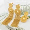 Wedding Jewelry Sets Dubai Gold Color Earrings For Women 18K Plated Ring Set Ethiopian Trend Bride Jewellery Party Accessories 231128