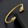 Corrente moda leopardo cabeça de aço inoxidável aberto homens mulheres manguito pulseiras na moda malha superfície link pulseiras pulsera 231129