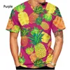 Herr t-skjortor mode rolig frukt ananas män och kvinnor 3D trycker avslappnad kortärmad t-shirt