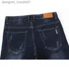 Mäns jeans Kn Mäns jeans 2023 Summer denim Pants Slim Straight Dark Blue Regular Fit Leisure Long Byxor Famous Brand Jean Men Hombre L231129