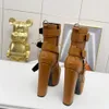Buty na platformę boczkową okrągłe palce 14,5 cm botki obcasowe klamry stały kolor oryginalny skórzany zamek błyskawiczny luksusowy projekt but luksusowy projektant dla kobiet Factory Footwear
