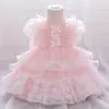 女の子のドレス2023生まれたバプテスマドレス2 1年のベビー服の誕生日プリンセスパーティーレースロリータふわふわの幼児