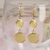 Dangle Earrings Arabic Copper Plated Gold Drop French Hook Coin Round Women Turkey Totem Trinkets Bridal Gifts