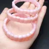 Braccialetti a maglie Bracciale opale rosa naturale Pietra curativa di cristallo Pietra preziosa policroma elasticizzata per le donne Regalo di compleanno Regalo per l'amante 1 pz