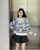 Women's Sweaters designer 2023 Autumn/Winter New Imitation Mink Plush Letter Small Fragrant Jacquard Five Point Star Round Neck Long Sleeve Pullover 26K3