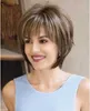 Synthetic Wigs Wig Women's Mixed Color Gradual Change Short Straight ffy Chemical Fiber Hair