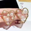 very cute new ins fashion luxury designer sweet big heart exaggerated beautiful pearl stud earrings for woman girls232L