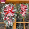 Flores decorativas natal doces cana swag grinalda artificial pendurado natal para porta da frente janela decoração de parede