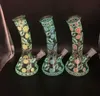 beaker hookah bong water pipe cartoon printed glow in the dark colorful smoking pipe dab rig ghs