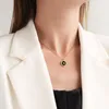 Pendentif Colliers Bijoux En Acier Inoxydable Noir Émail Étoile Ovale En Forme Collier Pour Femmes Dainty Clavicule Vintage Collier Femme