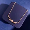 Pendant Necklace 18K Gold Plated Inlaid Zircon Knot Cross Chain Letter wedding Gift factory wholesale With Free dust bag