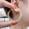 Boucles d'oreilles créoles tendance en maille métallique et cristal pour femmes, géométrie, cercle rond, fête, Vintage, déclaration, bijoux cadeau