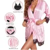 Pyjama Sexy s mode d'été et vêtements de nuit confortables dentelle Satin avec vêtements de nuit en soie Robe pyjama pantalon vêtements de maison 231129