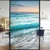 Window Stickers Privacy Windows Film Decorative Beautiful Beach Stained Glass No Glue Static Cling Frosted