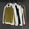 Bluzy męskie Koreańska lekka luksusowa koszula Wysokiej klasy kolorowe waflowe bluza na pół zip jesienne oddychanie Lapel Top Chic