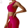 Yoga Outfit Yushuhua Oblique One Shoulder Laufsport Unterwäsche Damen Gym Push Up Quick Dry Fitness BH Tight Top Damen