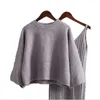 Dwuczęściowa sukienka luźna zestaw swetrów moda damska dwupoziomowa spódnica 2023 wiosna i jesień solidny kolor pullover 231129