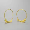 Lotus Fun Lovely Flying Dachshund Dog Big Round Hoop Earrings Real 925 Sterling Silver 18K Gold Earrings for Women Jewelry 210507290b