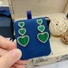 Yumm Imported Imitation Malachite Love Earrings S925 Sterling Silver Fashion Light Luxury Personalized Women's Jewelry Festival Gift