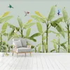 Wallpapers Custom 3D Green Tree Wall Paper Watercolor Jungle Nursery Cartoon Wallpaper Murals For Child Kids Room Sticker Art