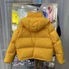 Parkas en duvet pour femmes, couleur vive, veste bouffante courte, doudoune décontractée à capuche, Orange w bleu, manches longues, parka d'hiver Fe Down Coat L231129