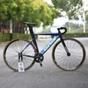 Biciclette da pista grigie Fixie Bicyc Telaio in lega di alluminio OTA 48T Guarnitura 700C Sing Speed Forcella in carbonio Scatto fisso Racing Raggi piatti Q231129