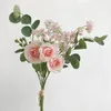 Dekorativa blommor konstgjorda växter tricolor rose camellia hem trädgård dekorera