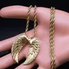 Hänghalsband Hip Hop Angel Wings Bönhalsband för kvinnor Män rostfritt stål Långt uttalande Punk Retro Style Jewelry Gift 231129