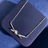 Pendant Necklace 18K Gold Plated Inlaid Zircon Knot Cross Chain Letter wedding Gift factory wholesale With Free dust bag