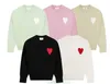 LKQC Mężczyźni i kobiety swetry Nowa marka mody SWEATER Projektantka Koszule Koszule Długie rękawie francuskie haft amiis Heart Wzór okrągły Knitwear Sweter
