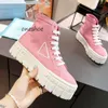 Avec boîte Prad Chaussures Designer Baskets Double Roue Casual Chaussures Nylon Gabardine Sneaker Classique Toile Plate-Forme Chaussure Marque De Mode Stylis BF