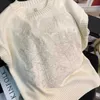 Designer nouvelles femmes t-shirt été 2023 tempérament travail lourd broderie fil d'or cinq points étoile tricot chemise réservoir femmes