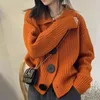 Womens Knits Tees Knitted Cardigan Women Sweater Turndown Collar Chic Big Button Loose Korean Warm Autumn Winter Y2K Coat 231129