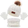 Caps Hats 3Pcs Winter Baby Hat Scarf Gloves Set Solid Color Toddler Bonnet Cute Pompom Knitted Outdoor Warm Infant Accessories 1 5Y 231128