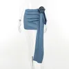 Юбки Модная женская юбка с высокой талией Трехмерная роза Asvmmetric Blue Denim Short Summer 2023 XY23298MH 231129