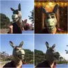 Maski imprezowe zabawne Adt Py Donkey Horse Head Mask Lateks Halloween Animal Cosplay Cosplay Zoo Rekwizyty Festiwal Kostum