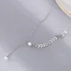 Pendant Necklaces Trend Elegant Shell Imitation Pearl Necklace For Women Stainless Steel Gold Silver Color Leaves Choker Jewelry Wholesale