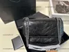 Klasik Vintage 7a Lüks Kadınlar Siyah Niki Bebek Omuz Tasarımcı Çantası Moda Çıplak Deri Flep Crossbody Çanta, Zincir Çanta Çanta Tote Çanta Messenger