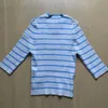 Designer neues Damen-T-Shirt Shirt Family 23 Early Spring High Grade Grey Blue Stripe Fit Small Knitted Elegant Slim Vielseitig