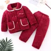 Pajamas Cold Winter Baby Kid Pajamas Plus Velvet Thicken Girl Boy Homewear Thermal Underwear Three Layers Of Warmth Children Clothes Set 231129