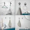 Hooks 2 Pieces Silver Wall-Mount Heavy-Duty Vacuum Suction Cup Punch-Free Hangers Bathroom Kitchen Bedroom Save Space