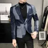 Garnitury męskie Blazers wysokiej jakości styl brytyjski przystojne mężczyźni Ubranie proste Slim Fit Formal Wear Kuitułowe kurtki S3XL 231128