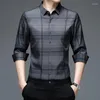 Camisas casuais masculinas 2023 primavera outono homens xadrez impressão lapela único breasted moda coreana manga longa tops negócios camisas de hombre