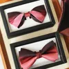 Bow Ties Formella affärspaneler av Groomsman Souvenirs High-End Wedding Burgogne Pink Men's Groom Bow Tie 231128