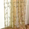 カーテンコーヒーマグノリア刺繍糸ヨーロッパスタイルの爆発スクリーン窓用透明なカーテンリビングルームの寝室のためのチュール